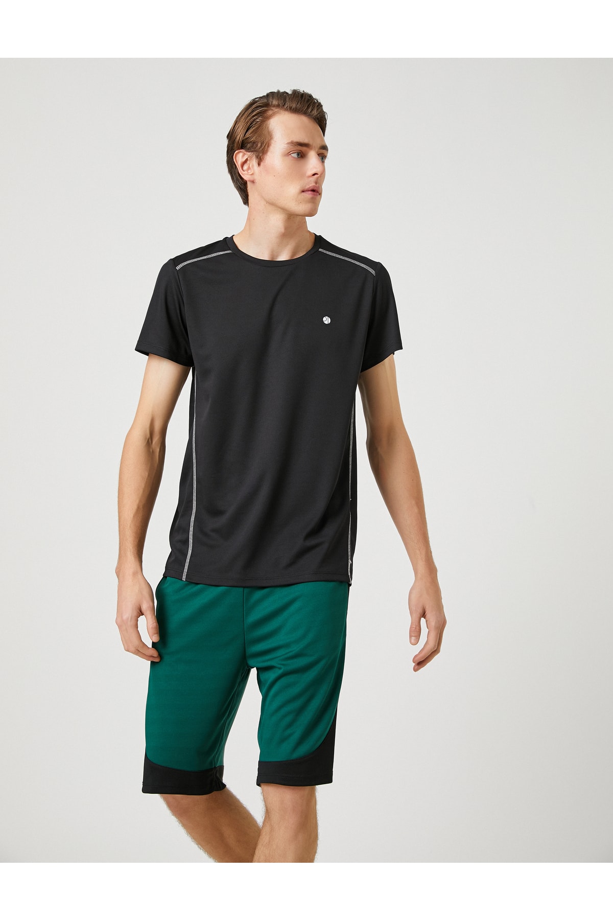 Koton Sports T-Shirt with Stripe Print Detailed Crew Neck Breathable Fabric.