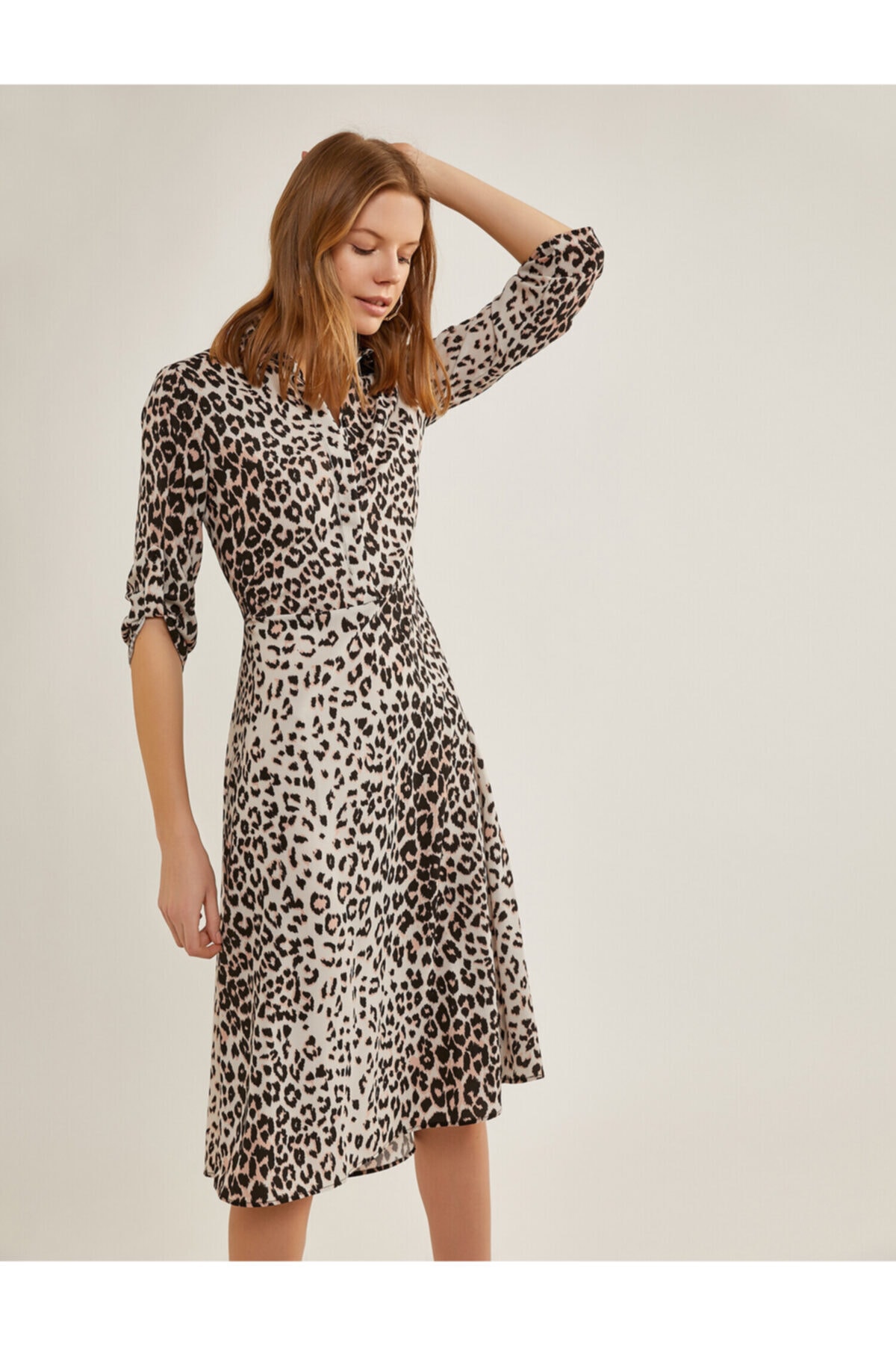 Levně Koton Women's Brown Leopard Patterned Dress
