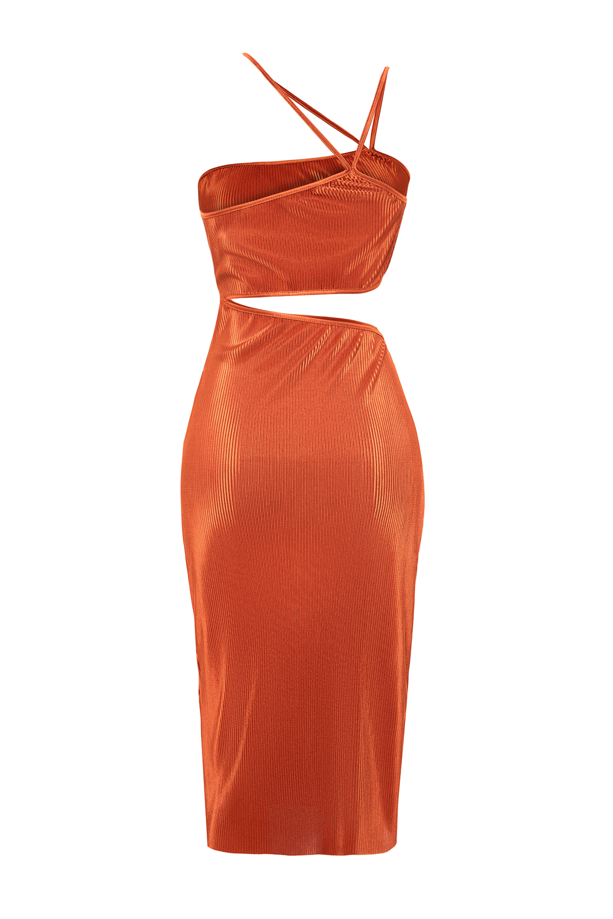 Trendyol Textured Knitted Elegant Evening Dress with Tile Window/Cut Out Detail