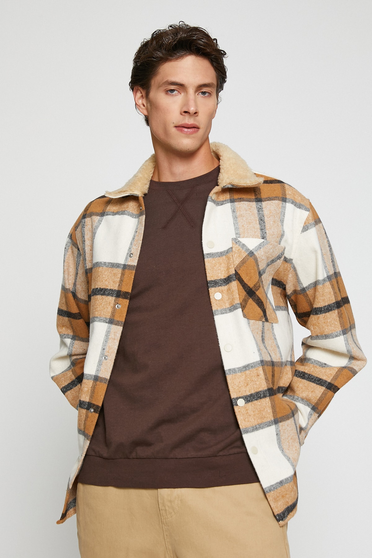 Koton Plaid Lumberjack Shirt Collar Detailed With Snaps