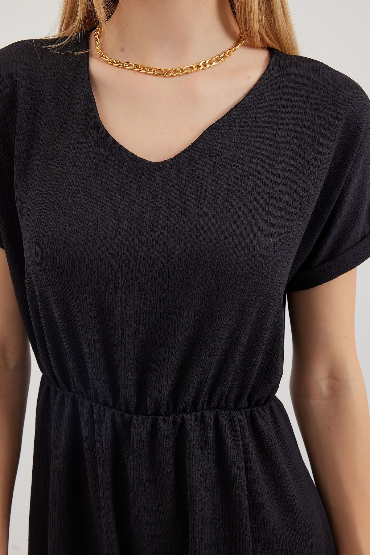 Rochie tricotată cu decolteu în V Bigdart 2378 - negru