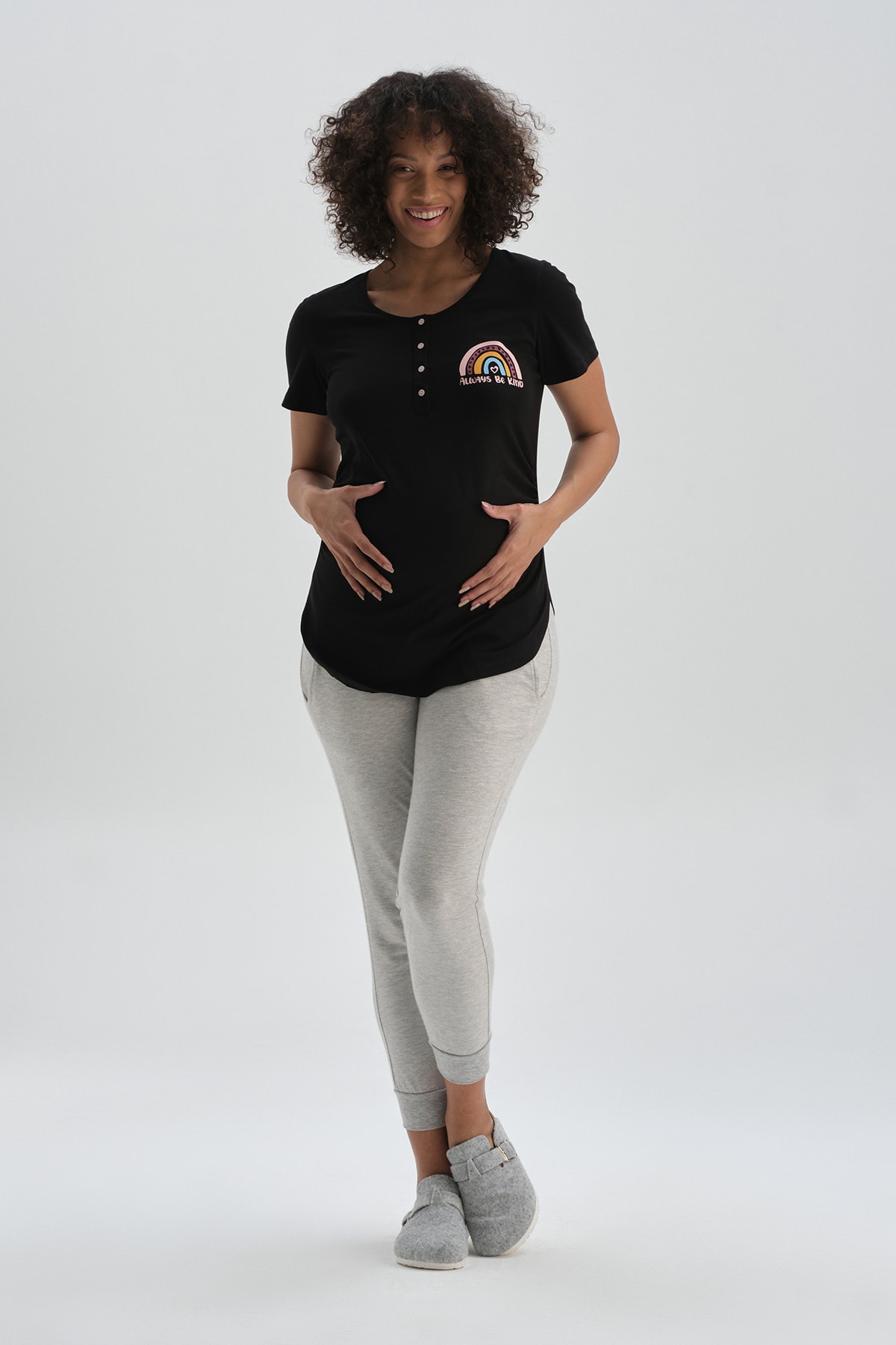 Dagi Black Cotton Maternity T-shirt