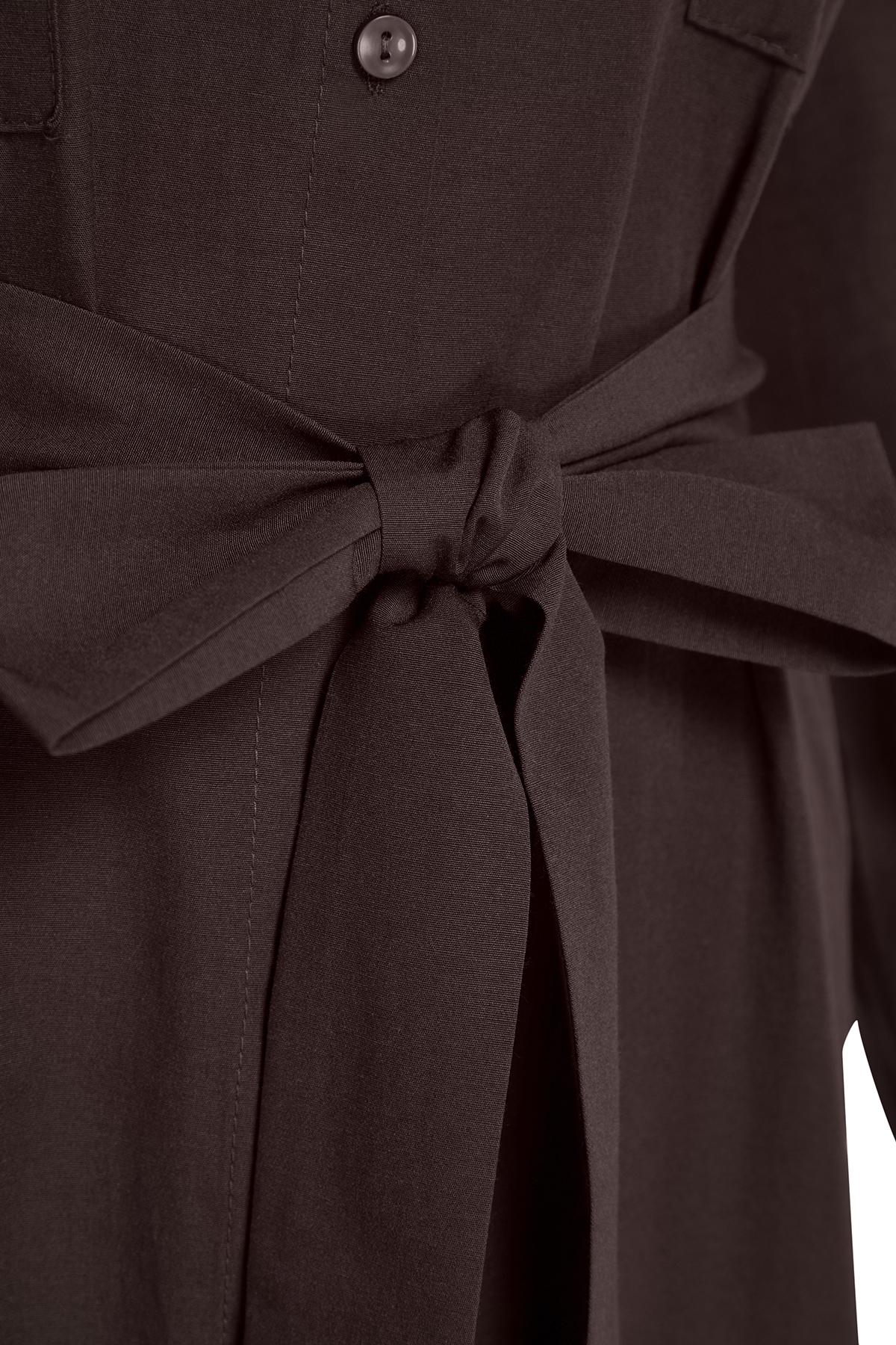 Mâneci detaliate reglabile Trendyol cu curea maro, rochie cămașă țesută din bumbac