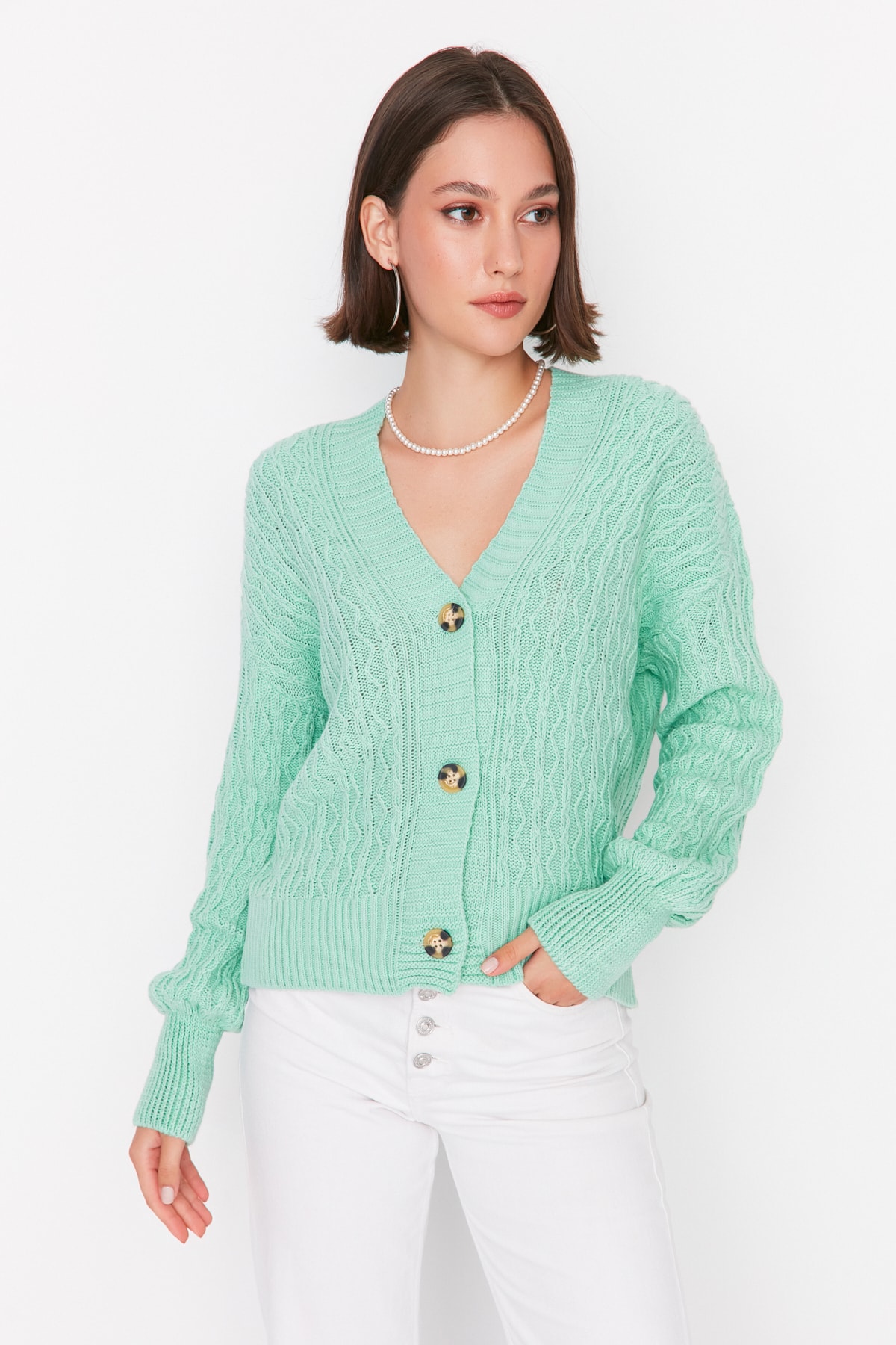 Trendyol Cardigan - Green - Regular fit