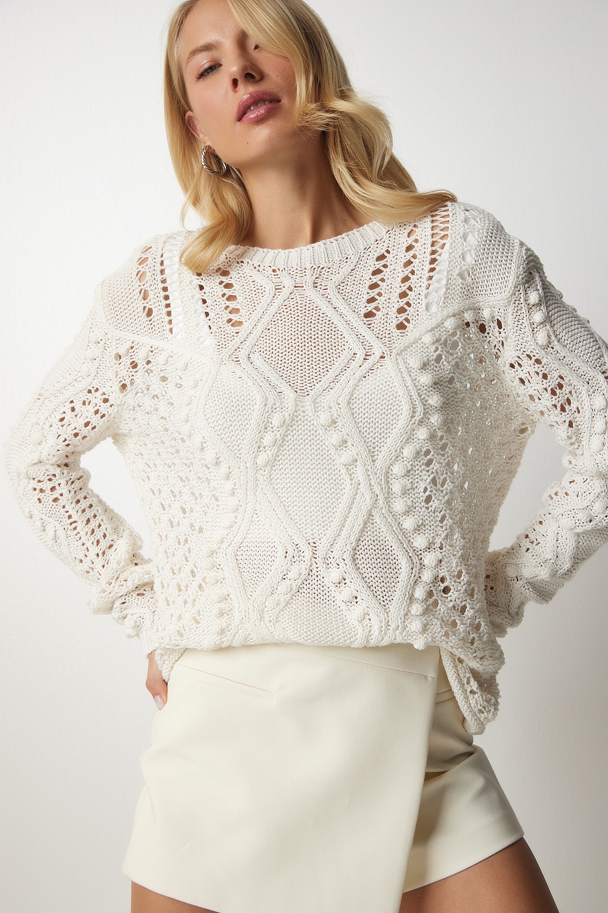 Happiness İstanbul Sweater - Ecru - Regular fit