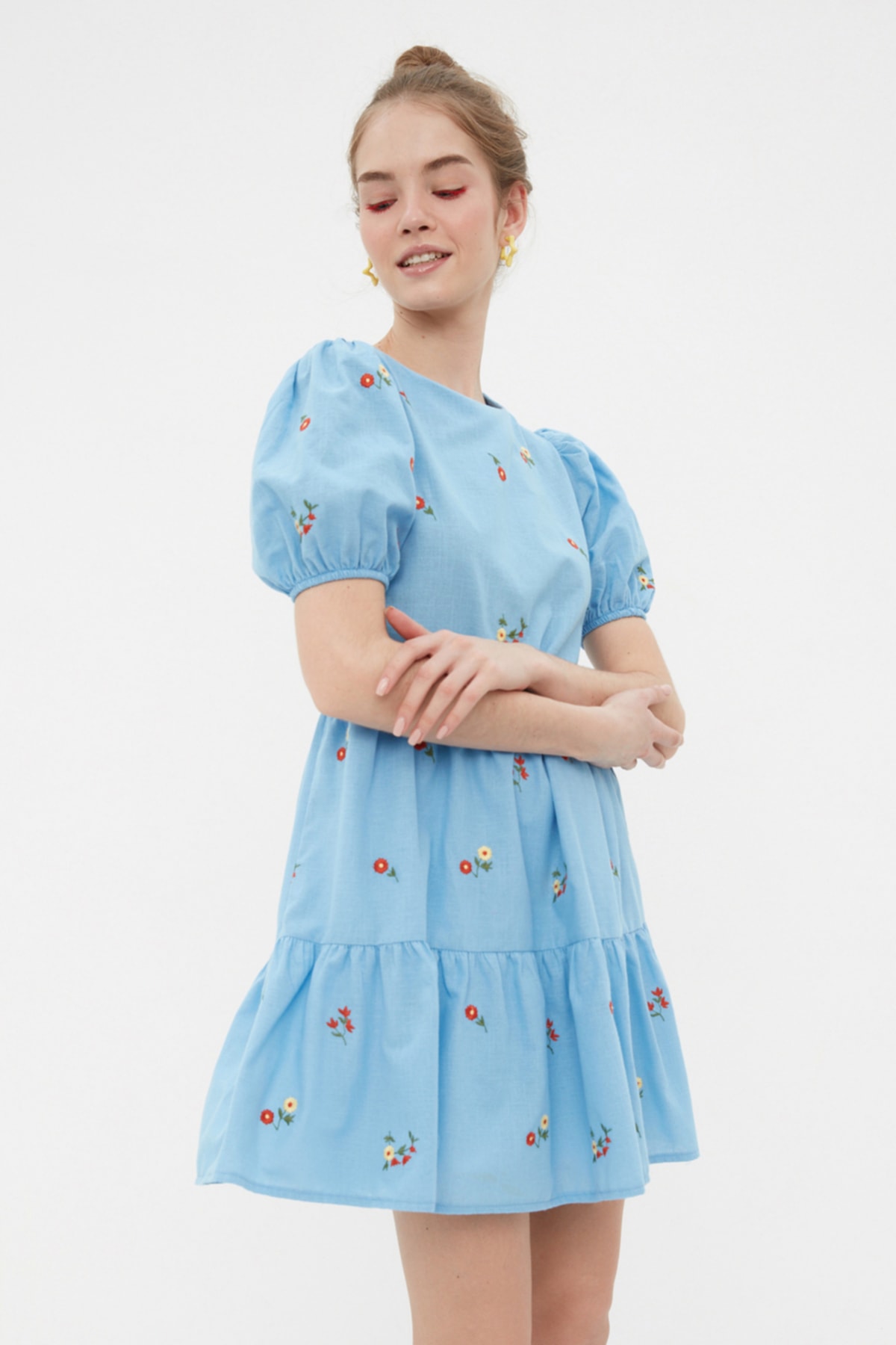 Trendyol albastru broderie Rochie