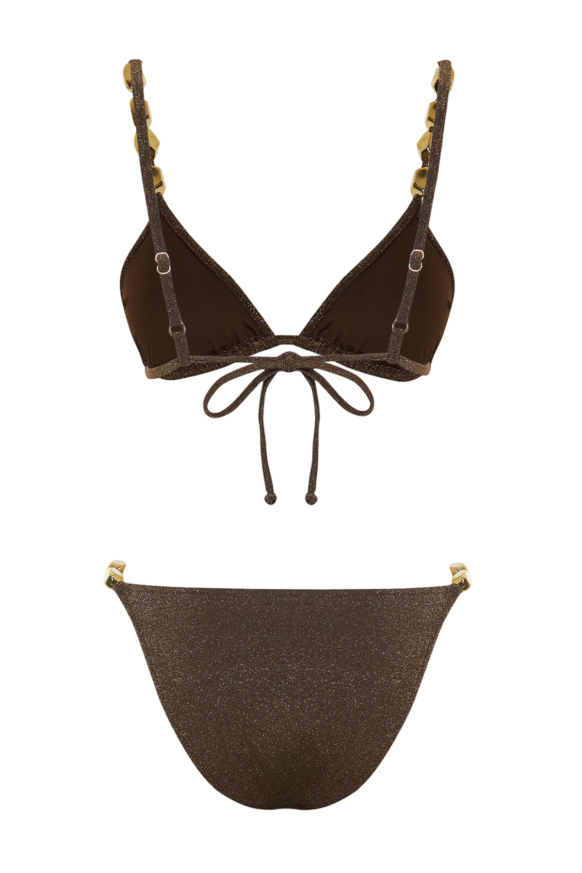 Trendyol X Zeynep Tosun Brown Accessory Detailed Accessory Bikini Set