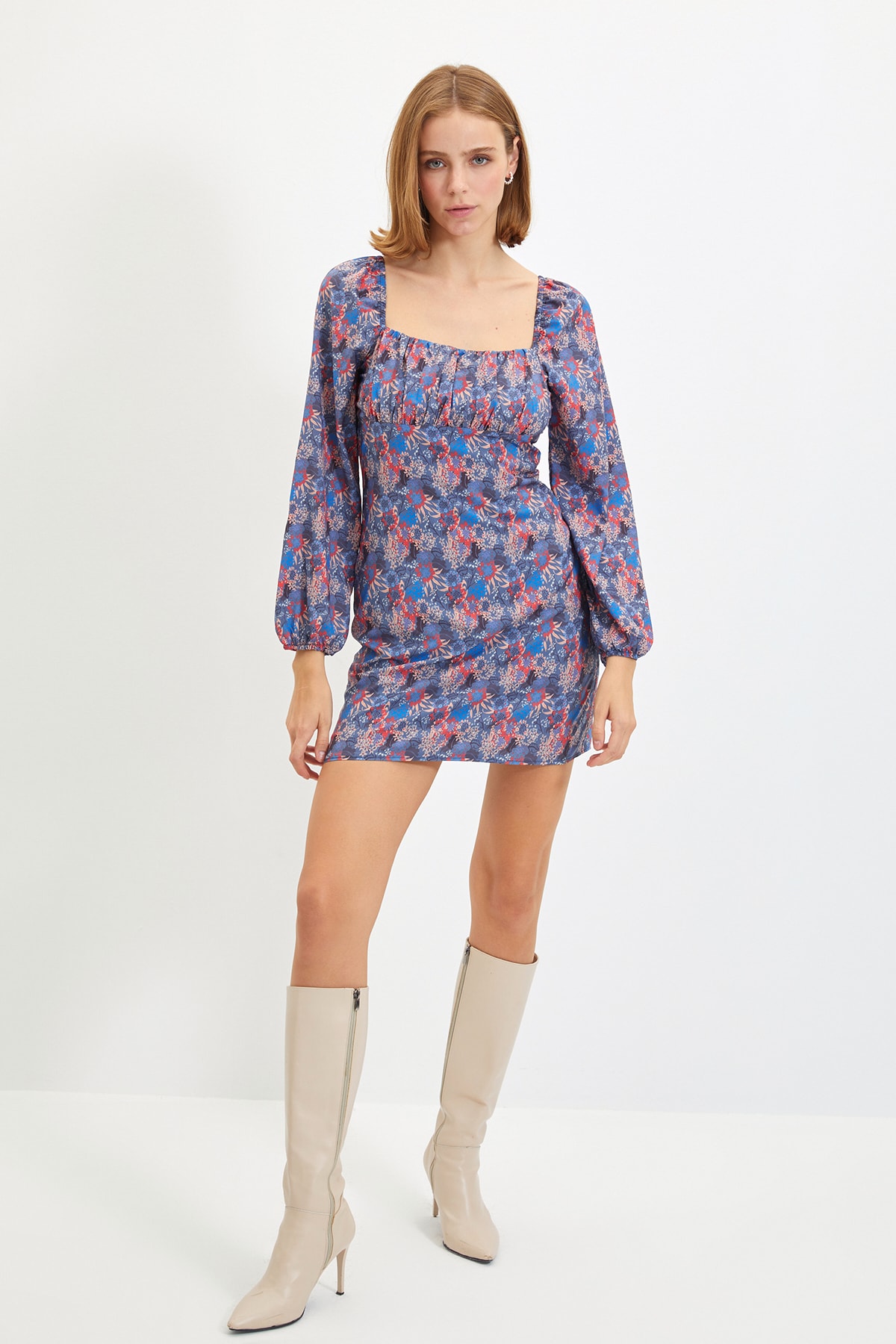 Trendyol Multicolor Patterned Square Collar Dress