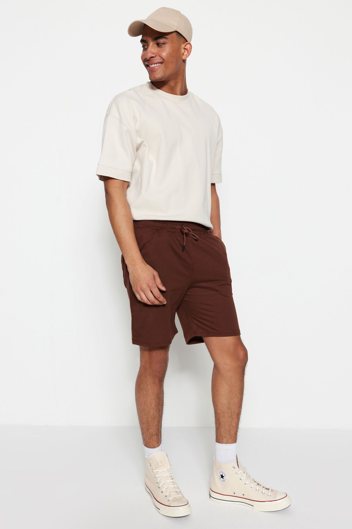 Trendyol Brown-Stone Basic Regular/Normal Cut Straight 2 Pack Shorts