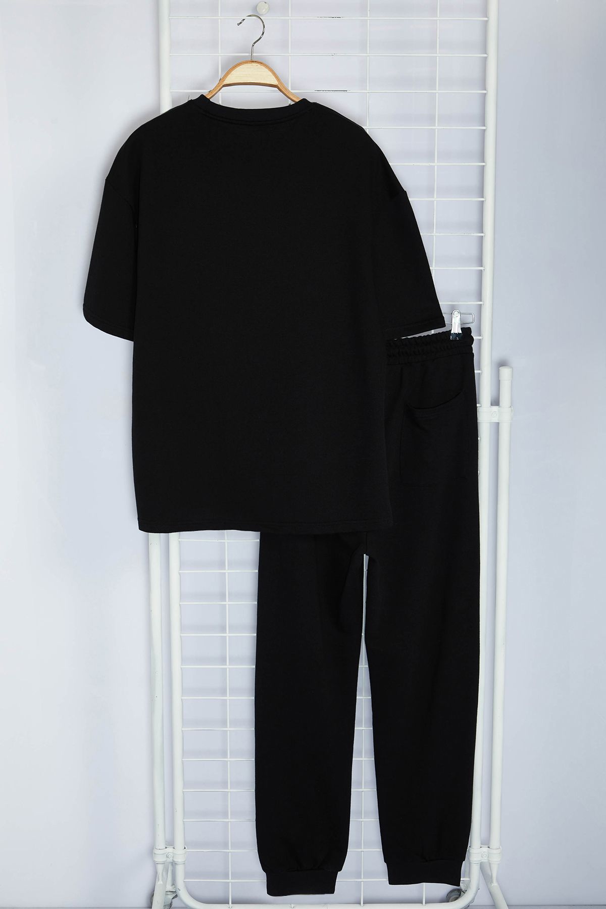 Trendyol Black Oversize/Wide Cut Printed T-Shirt Tracksuit Bottom-Top Set
