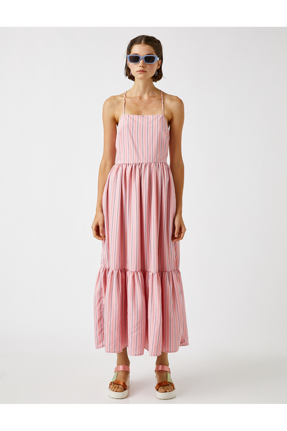 Koton femei cu dungi roz Rochie