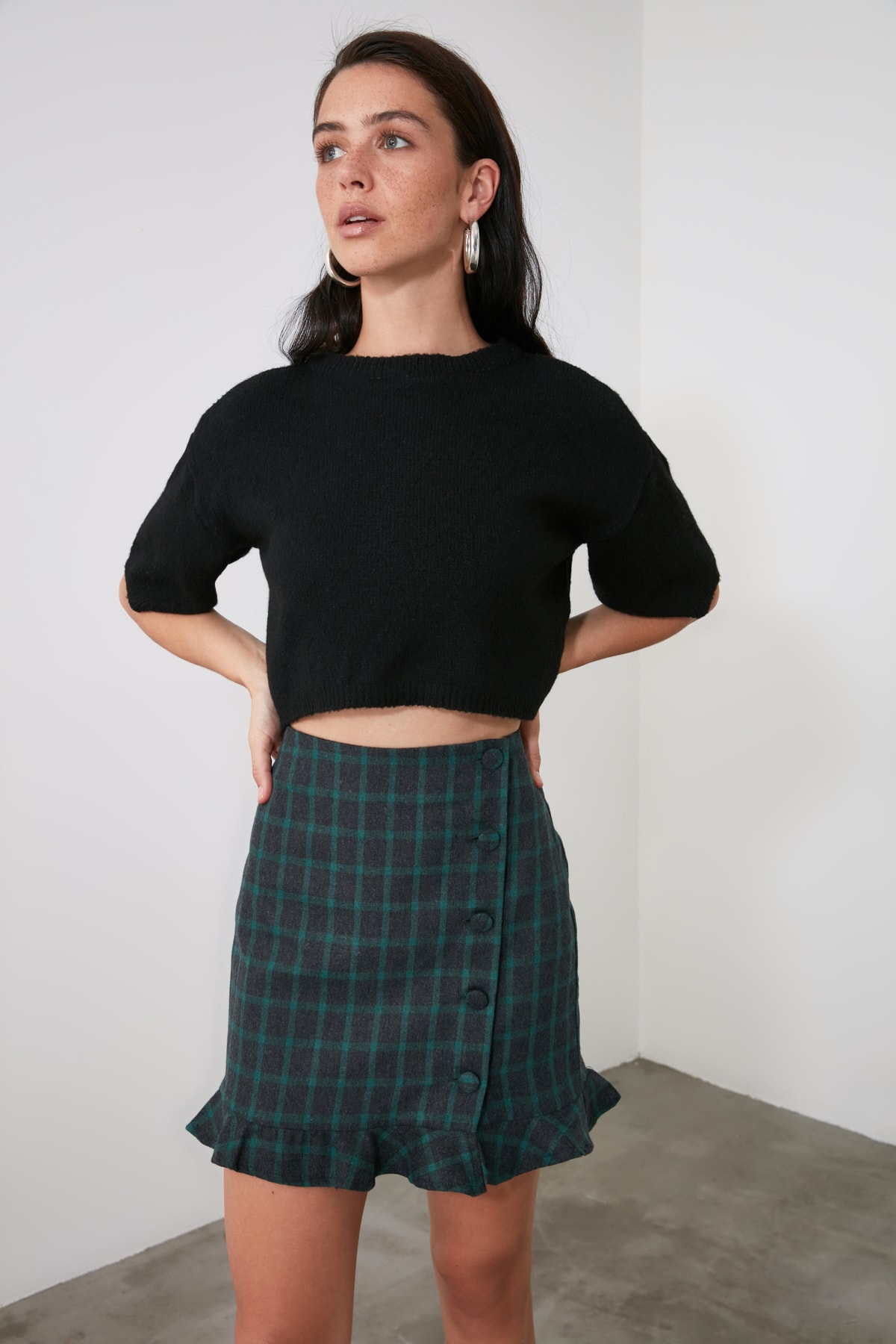 Multi colored plaid skirt