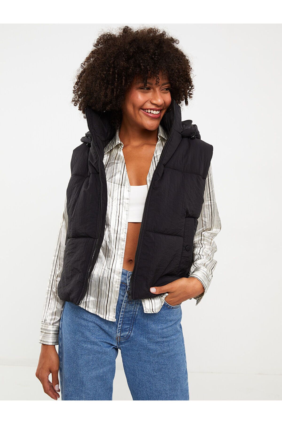 LC Waikiki Lw - Women's Hooded Plain Puffer Vest