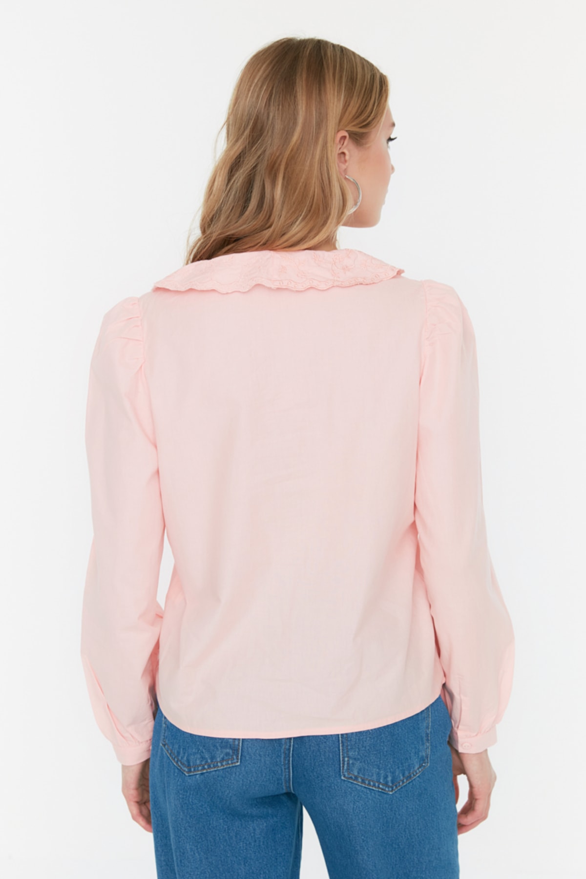 Trendyol Powder Embroidered Collar Cotton Woven Shirt