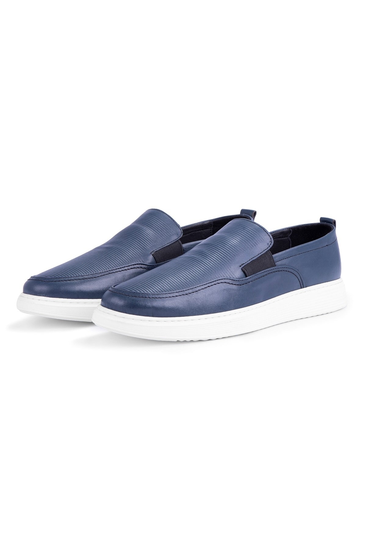 Ducavelli Seon Genuine Leather Men's Casual Shoes, Loafers, Summer Shoes, Light Shoes Navy Blue.