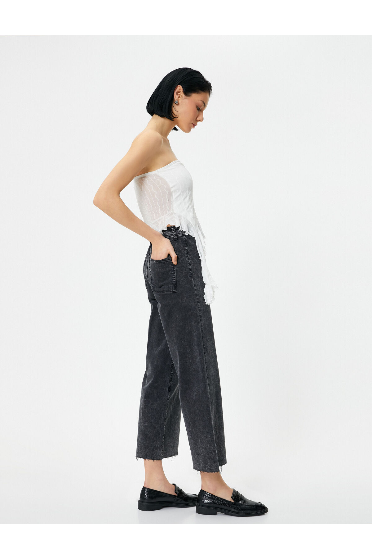 Koton Wide Cropped Jeans High Waist - Sandra Jeans