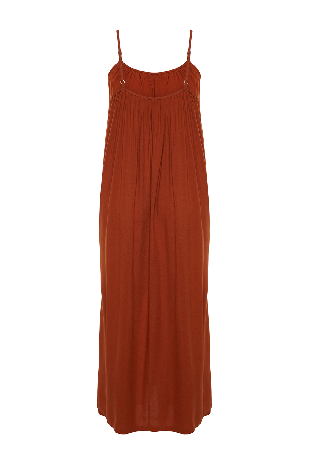 Trendyol Brown Shift/Straight Cut Viscose Strap Maxi Woven Dress