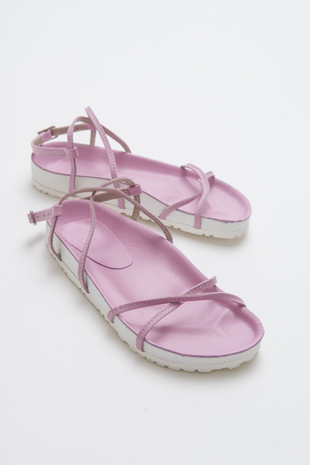 Levně LuviShoes Muse Women's Pink Sandals From Genuine Leather
