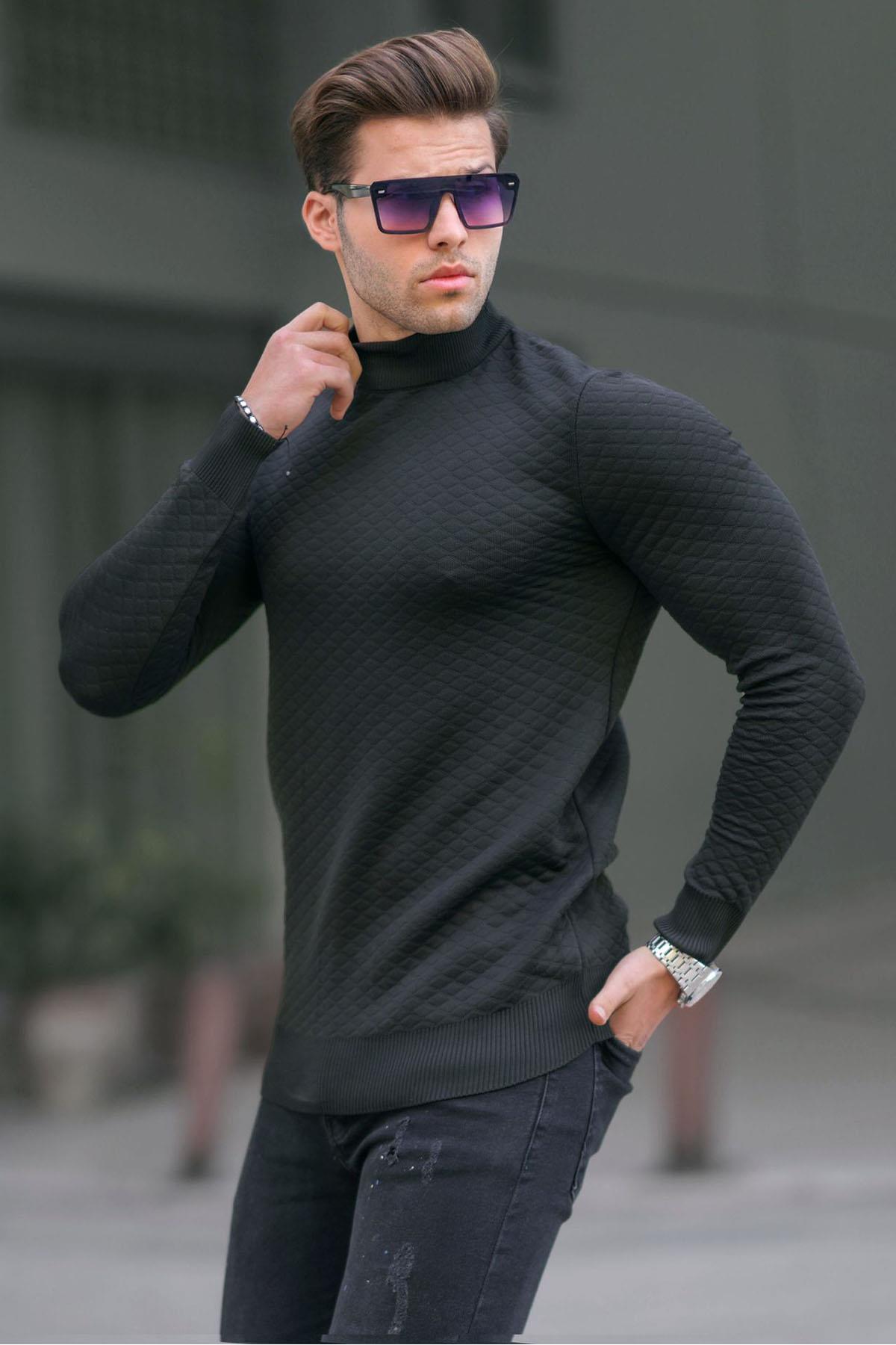 Madmext Men's Black Turtleneck Knitwear Sweater 6857