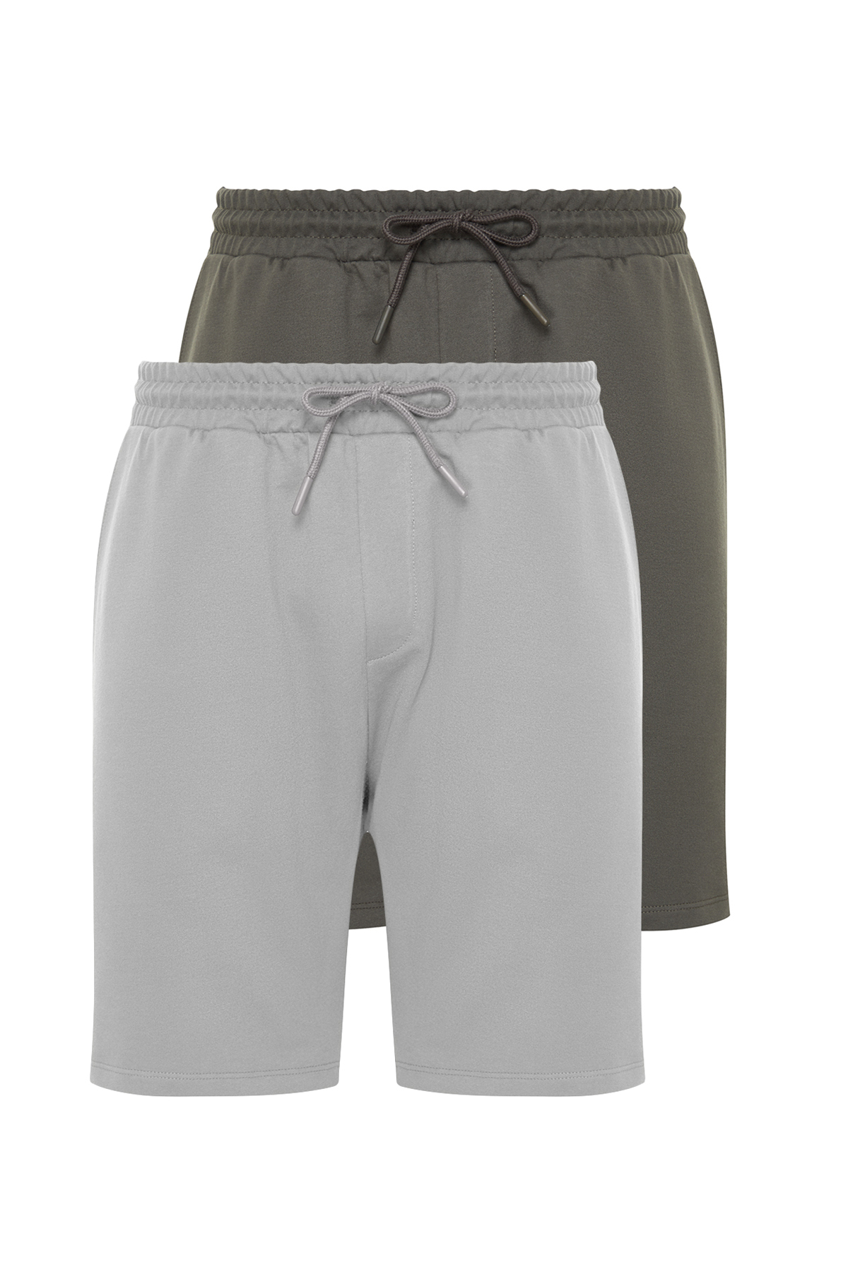 Trendyol Plus Size Anthracite-Grey Men's 2-Pack Regular 100% Cotton Comfortable Shorts