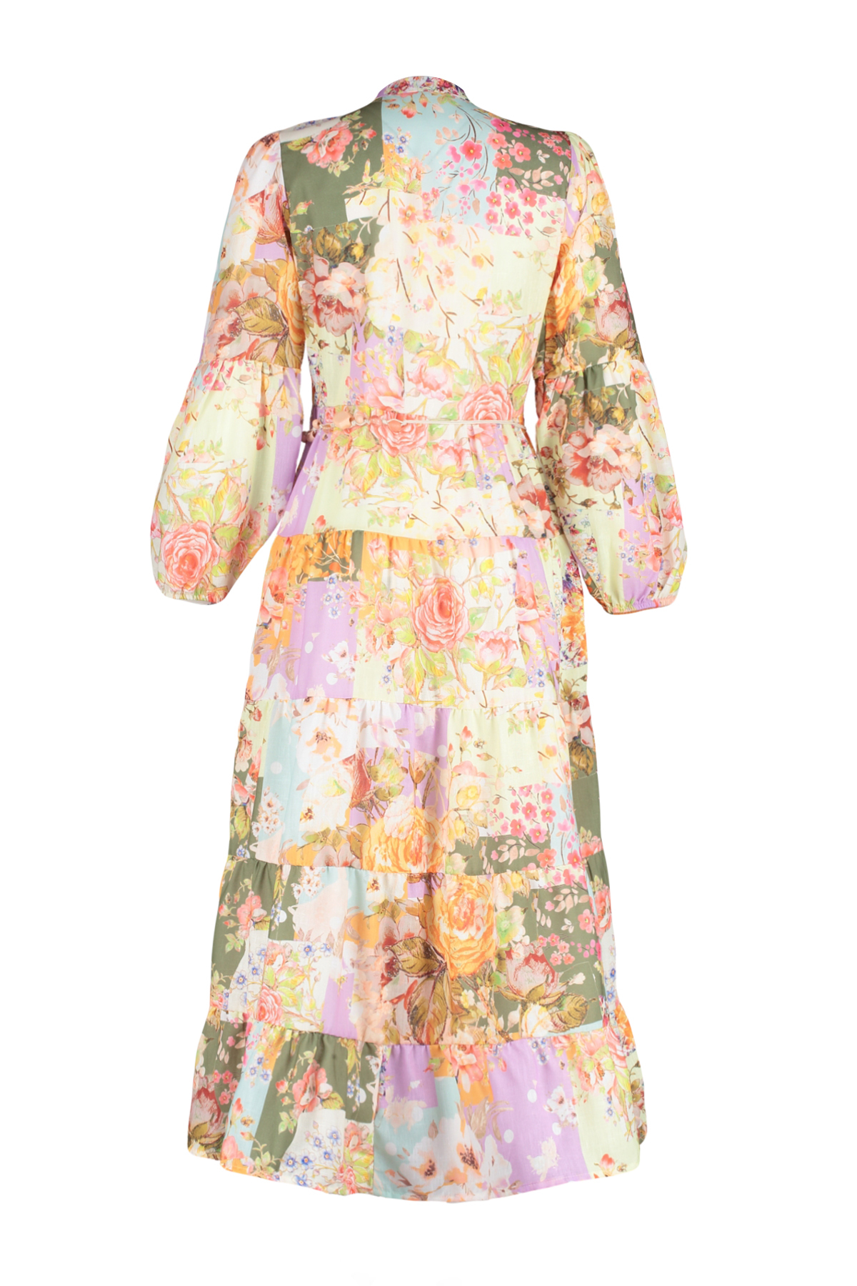 Trendyol Multicolored Floral Patterned Linen Look Woven Dress with Belt Detail