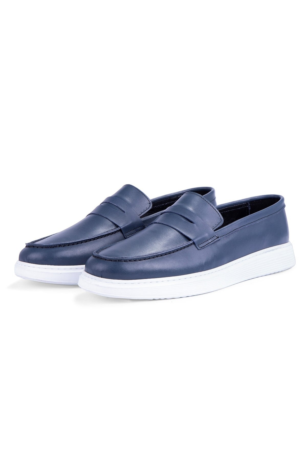 Ducavelli Trim Genuine Leather Men's Casual Shoes Loafers, Lightweight Shoes, Summer Shoes Navy Blue.