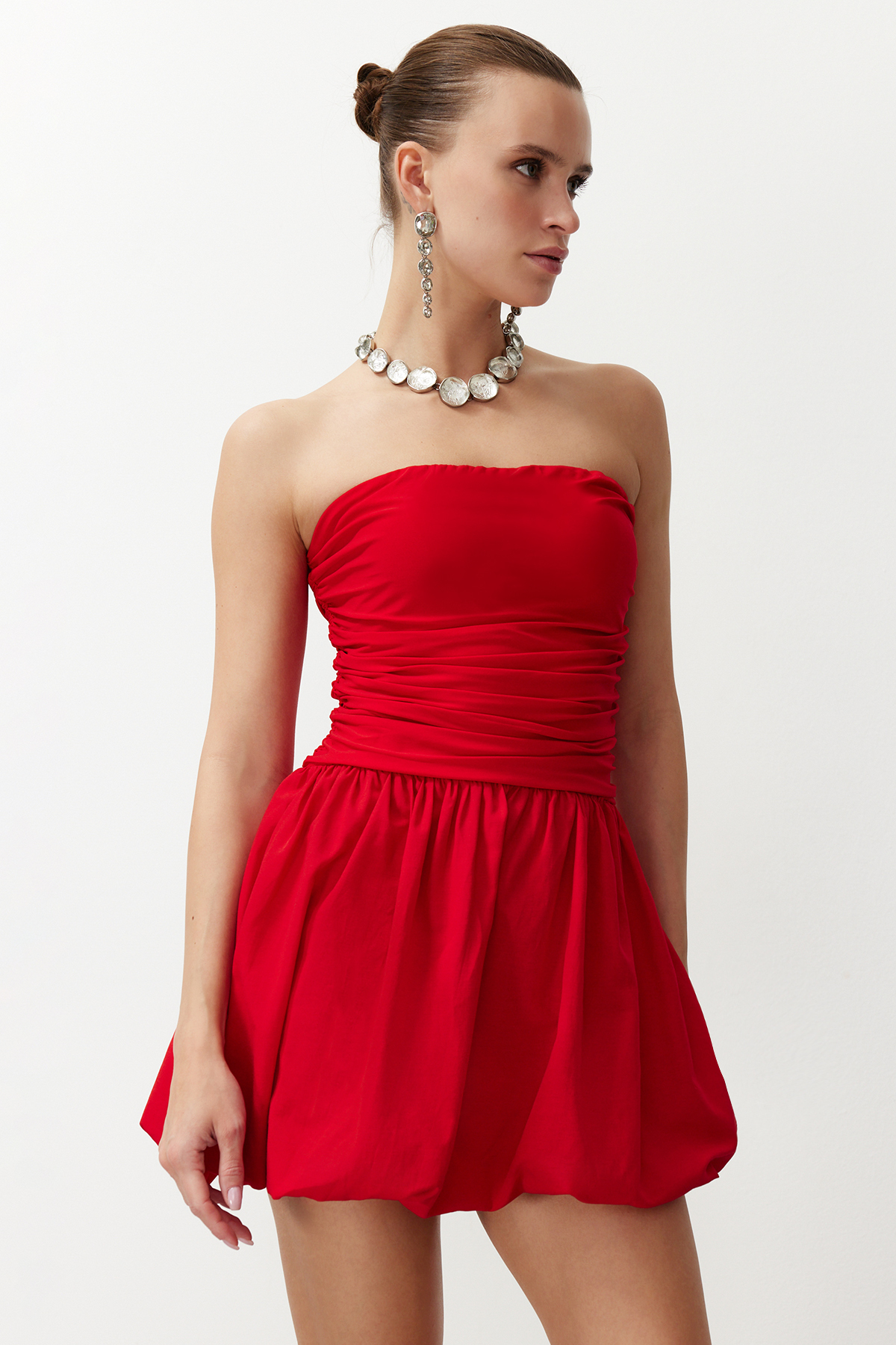 Trendyol Red A-Cut Woven Short Elegant Evening Dress