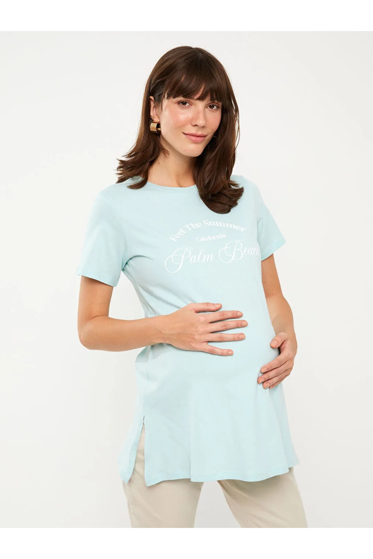 LC Waikiki Lcwaikiki Maternity Crew Neck Printed Short Sleeve Maternity T-Shirt