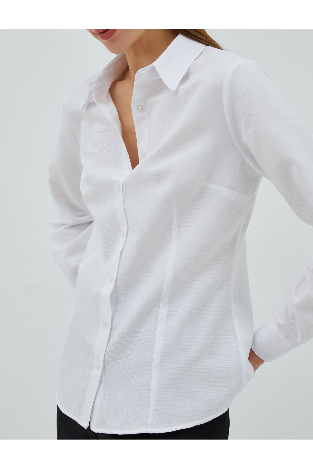 Koton Basic Shirt Long Sleeve with Stitching Detail