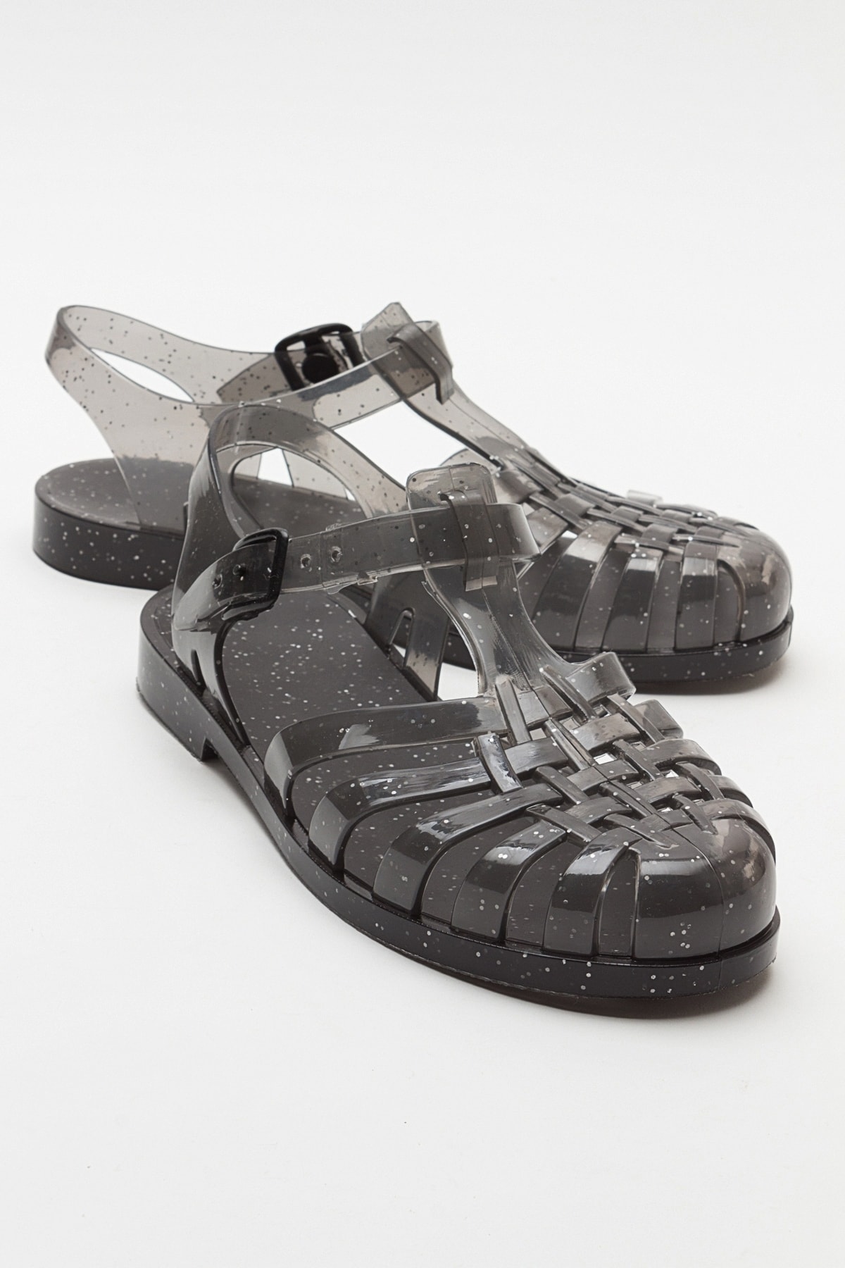 LuviShoes FLENK Women's Black Glittery Sandals