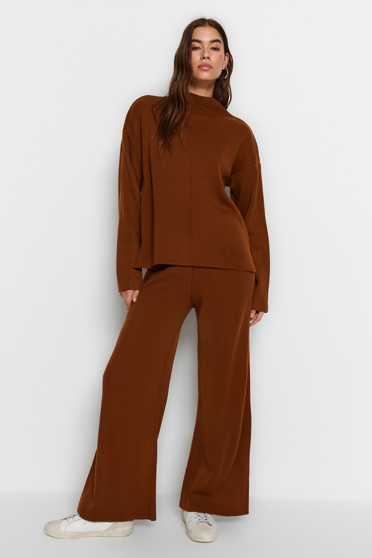 Trendyol Brown Regular Knitwear Two Piece Set