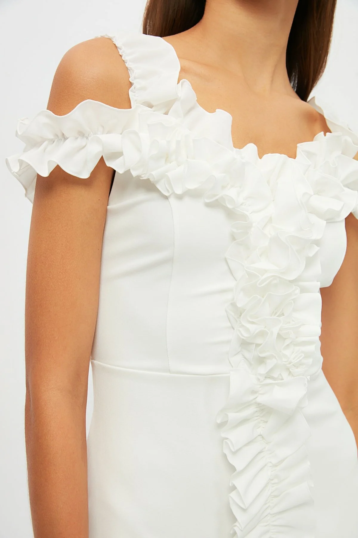 Trendyol Ecru gât detaliate Rochie