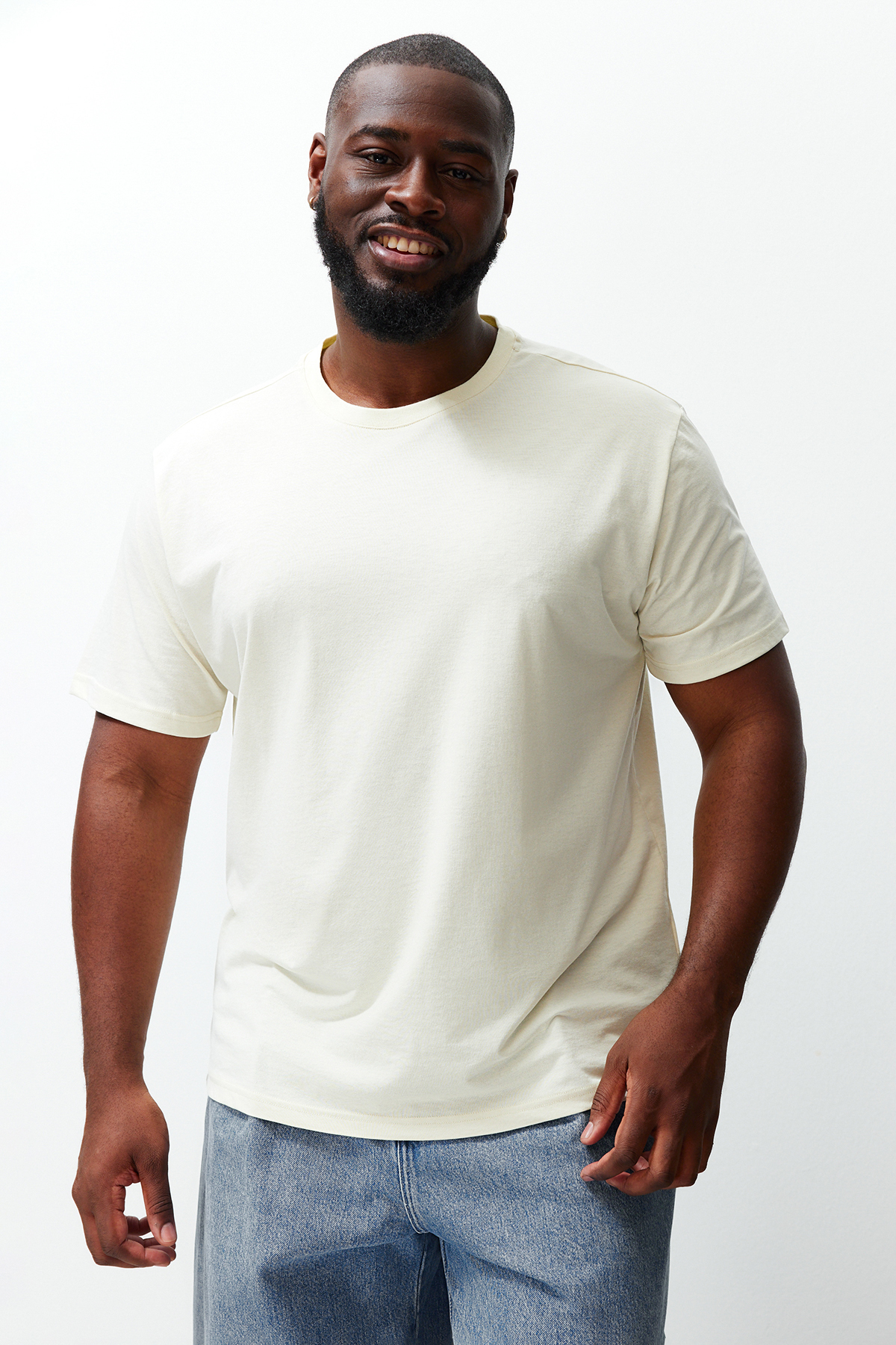 Levně Trendyol Stone Plus Size Comfy Regular/Regular Cut Basic T-Shirt