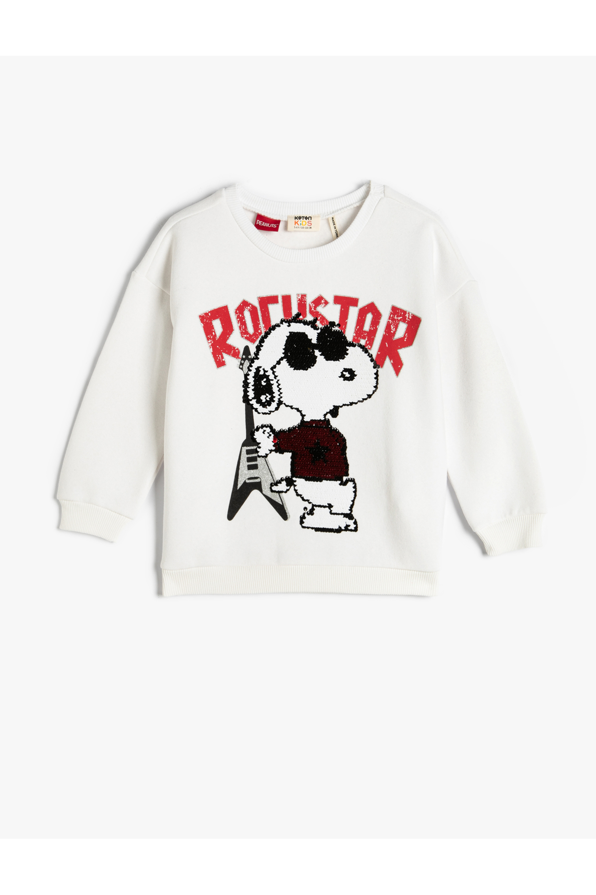Levně Koton Snoopy Sweatshirt Licensed Crew Neck Sequined Raised Cotton