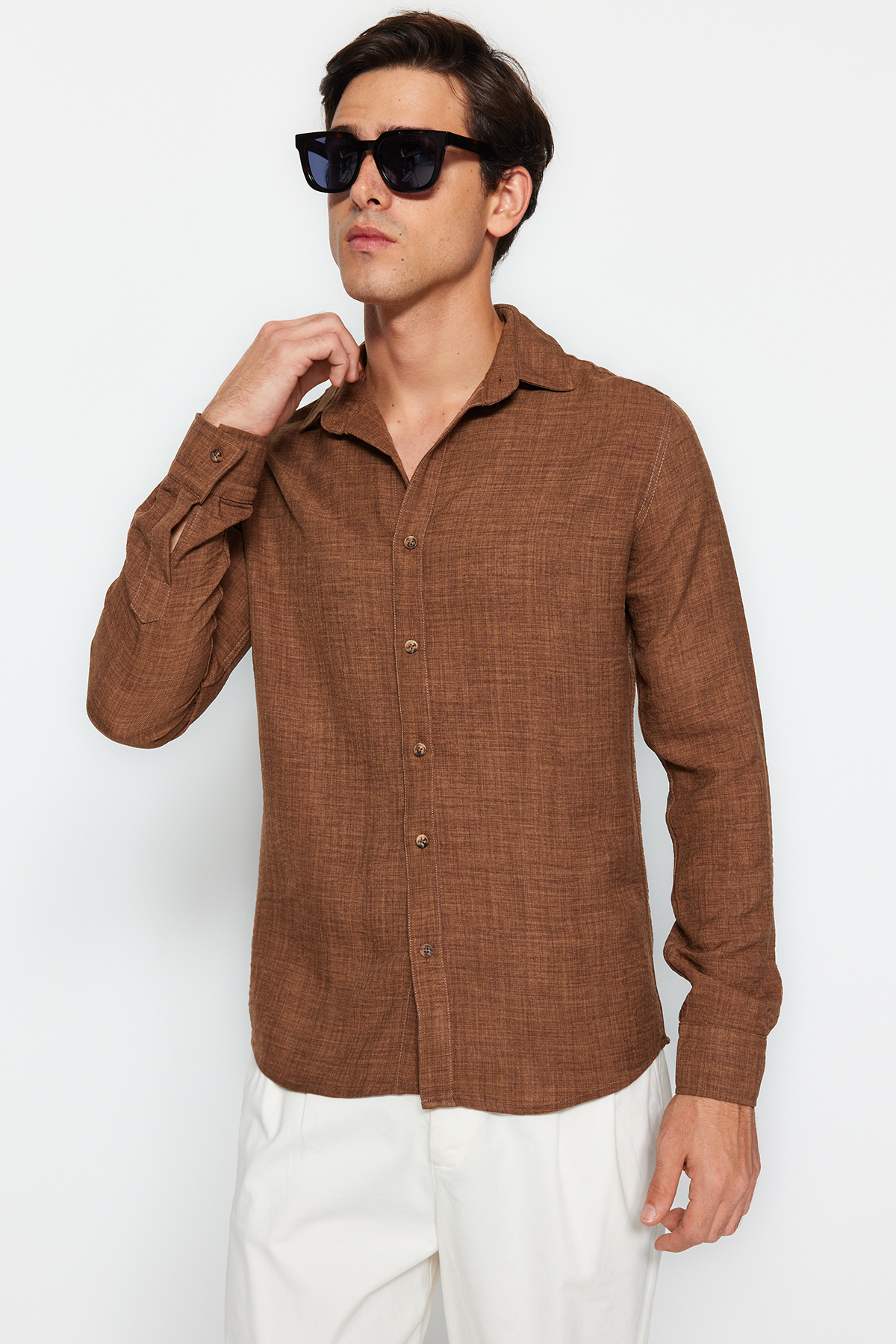 Trendyol Brown Men's Slim Fit Shirt