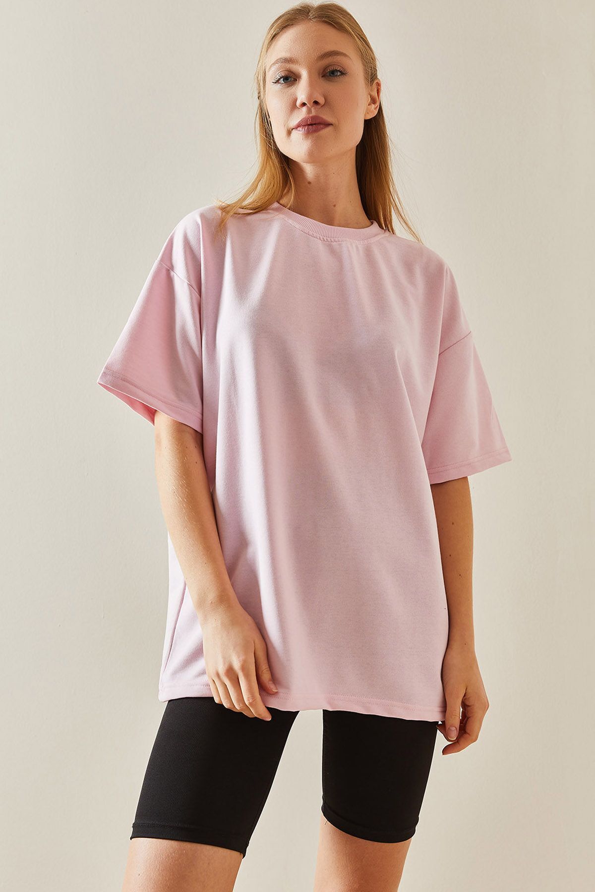XHAN Pink Oversize Basic T-Shirt 3YXK1-47087-20