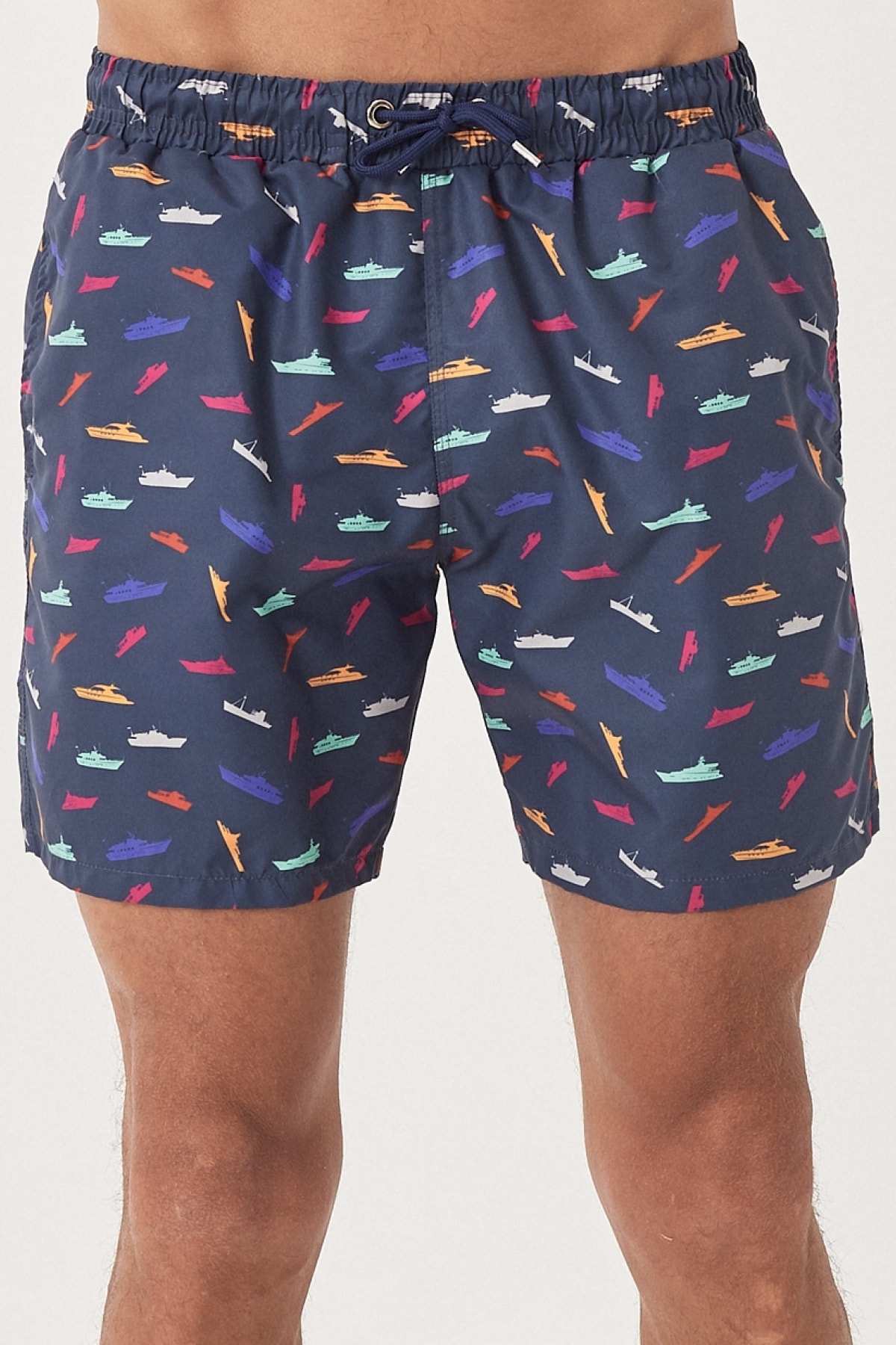 Levně AC&Co / Altınyıldız Classics Men's Navy Blue Standard Fit Casual Patterned Swimwear Marine Shorts.