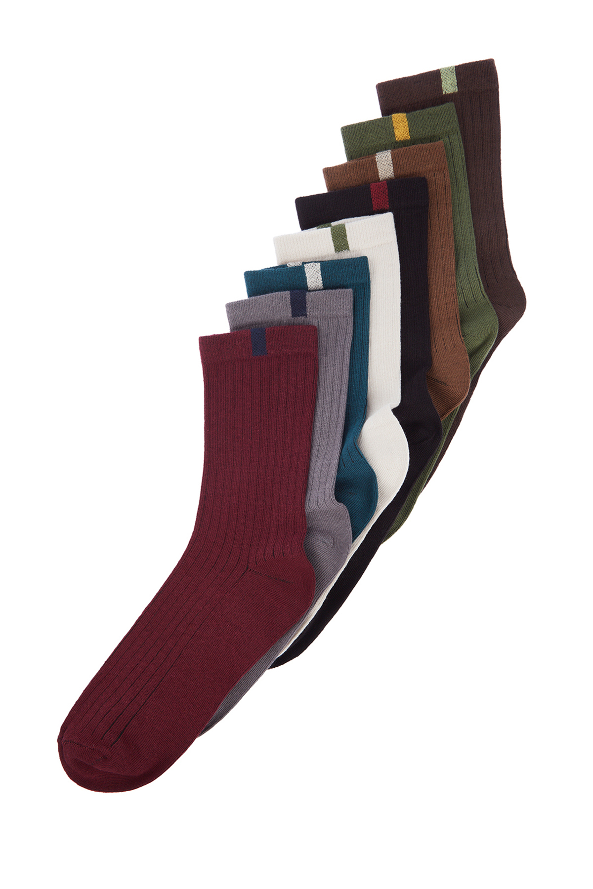 Levně Trendyol 8-Pack Multi Color Cotton Textured Color Block Socket-Long Socks