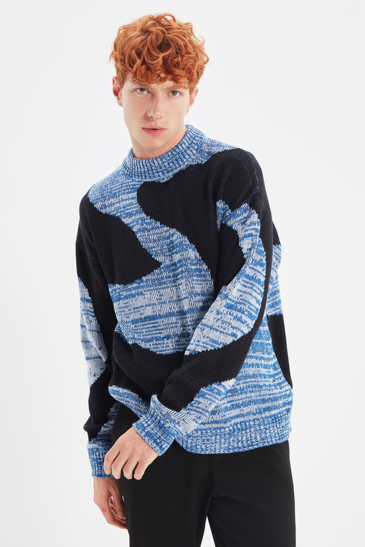 Trendyol Sweater - Blue - Oversize