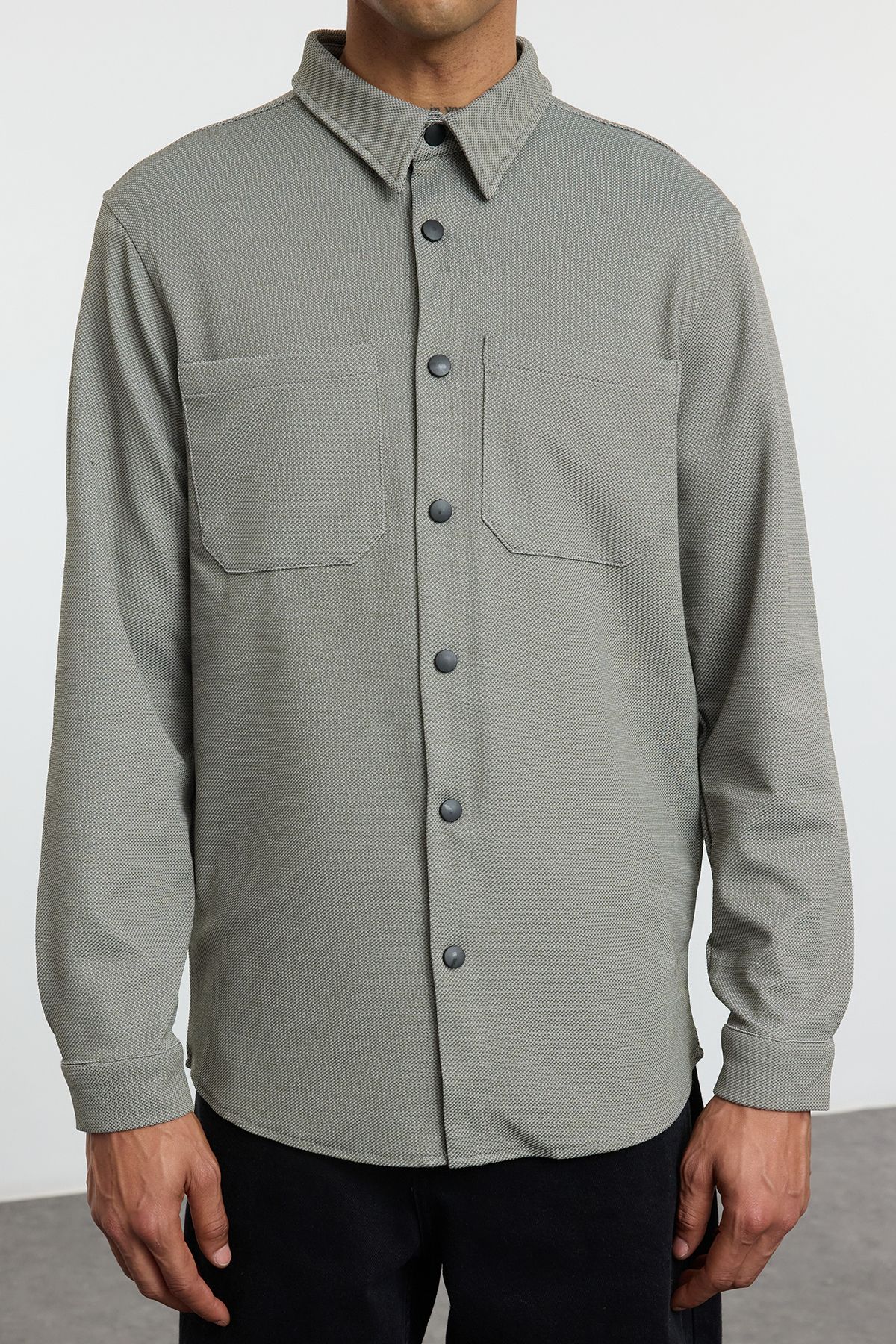 Trendyol Khaki Regular Fit Knitted Comfortable Winter Textured Jacket Shirt