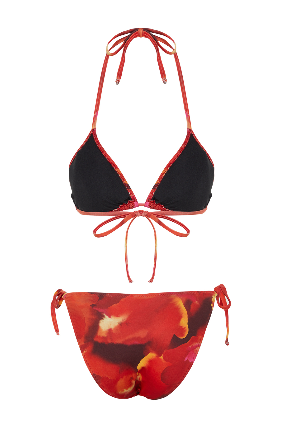 Trendyol Abstract Patterned Triangle Tie Regular Bikini Set