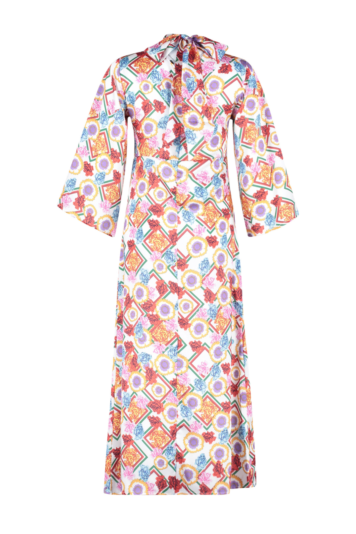 Trendyol Multicolored Floral Patterned Satin Woven Dress