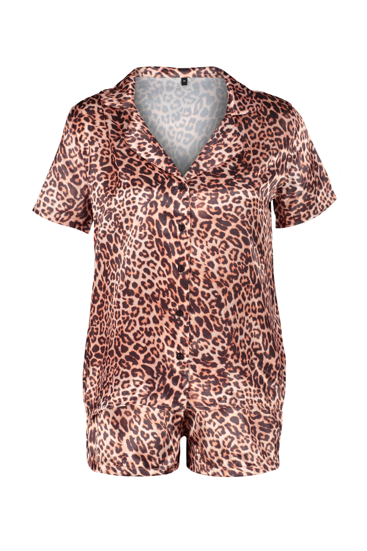 Trendyol Multicolored Leopard Patterned Satin Shorts Woven Pajama Set