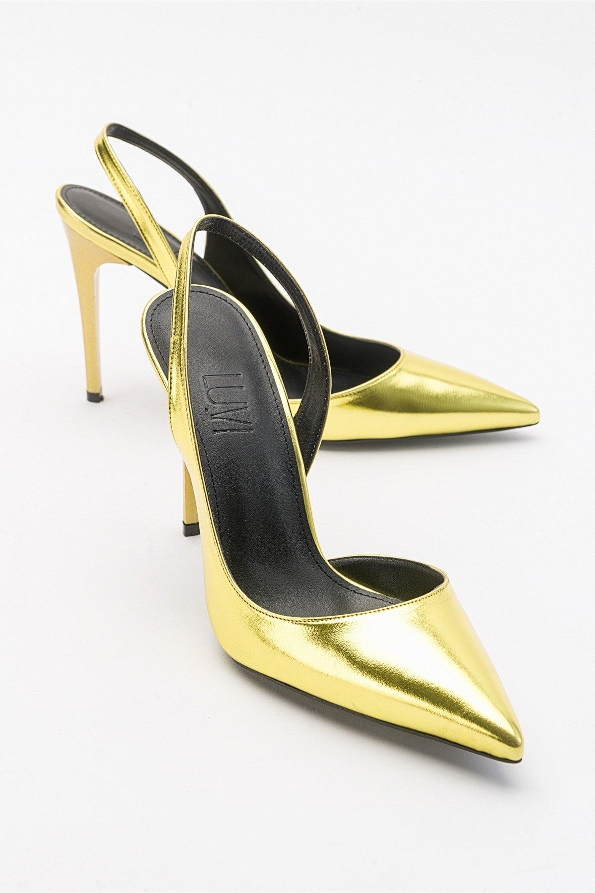 Levně LuviShoes Twine Metallic Yellow Women's Heeled Shoes