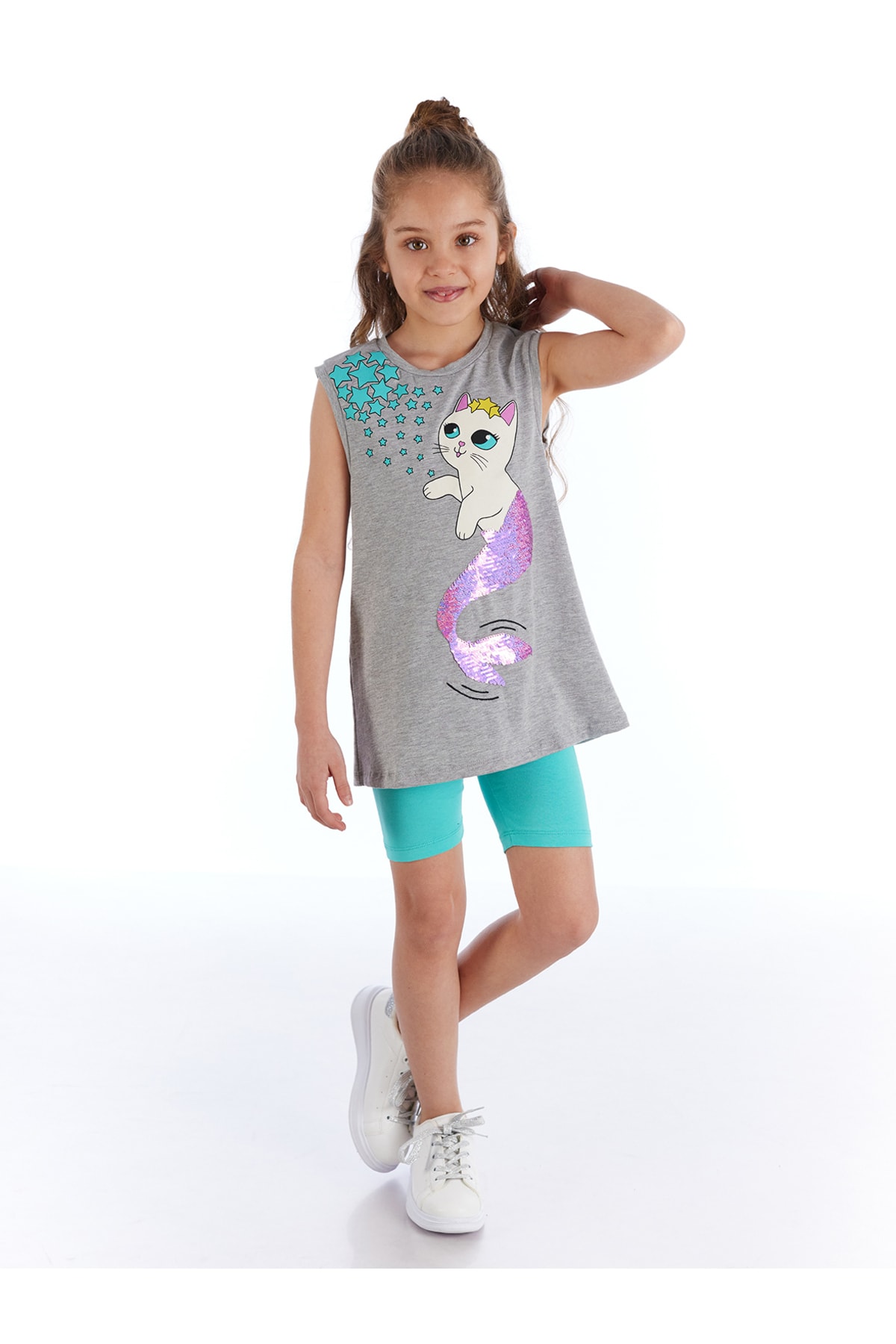 Levně mshb&g Sequin Cat Girl Kids T-shirt Leggings Suit