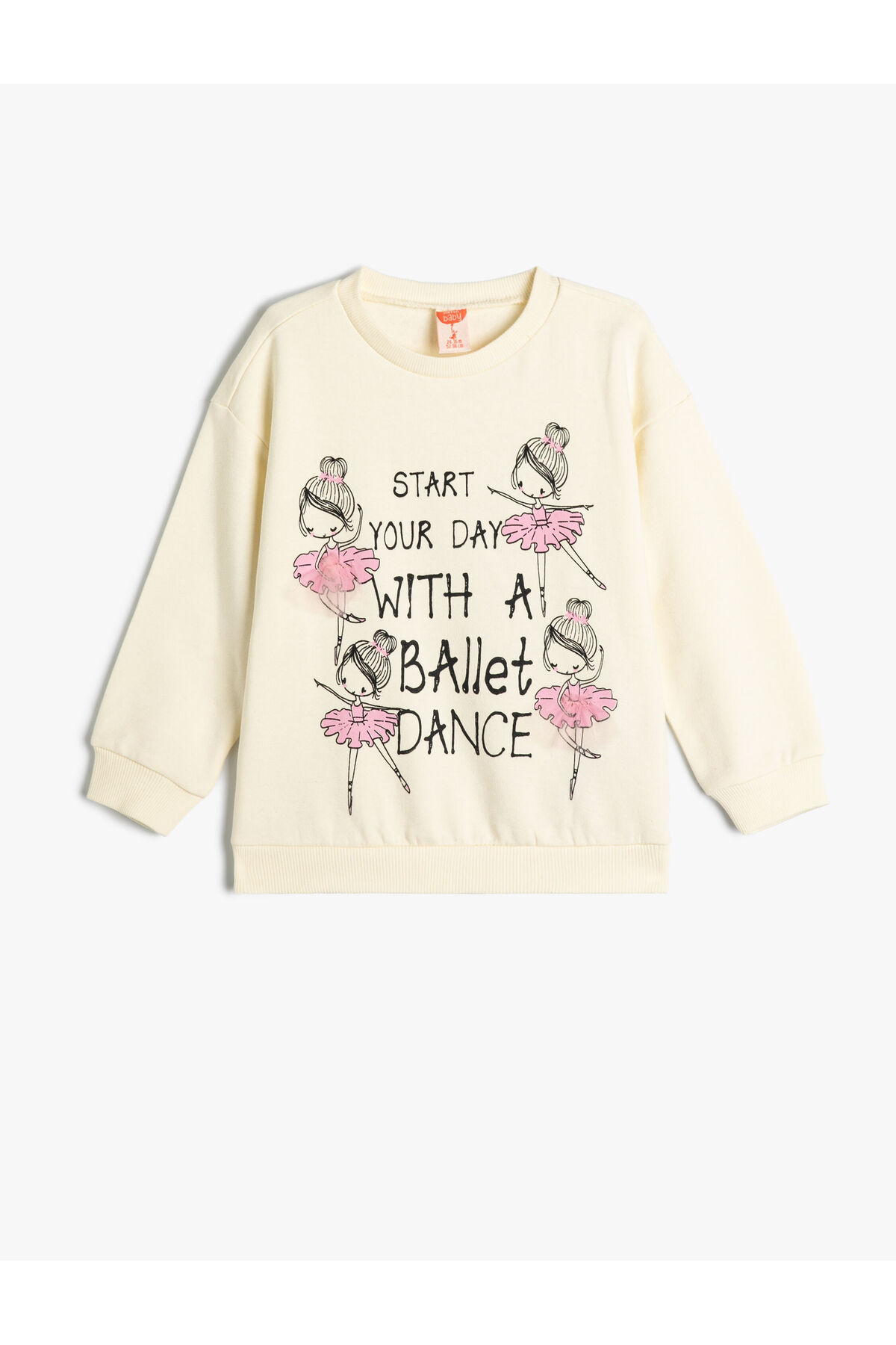 Levně Koton Ballerina Sweatshirt Long Sleeve Crew Neck Cotton Sweatshirt