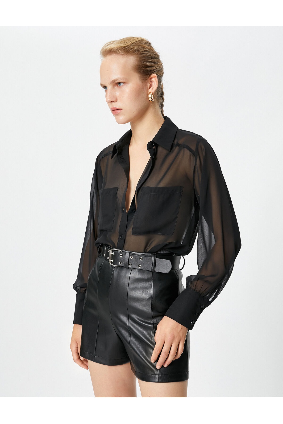 Levně Koton Chiffon Shirt Long Sleeved, Pocket Detailed and Buttoned.