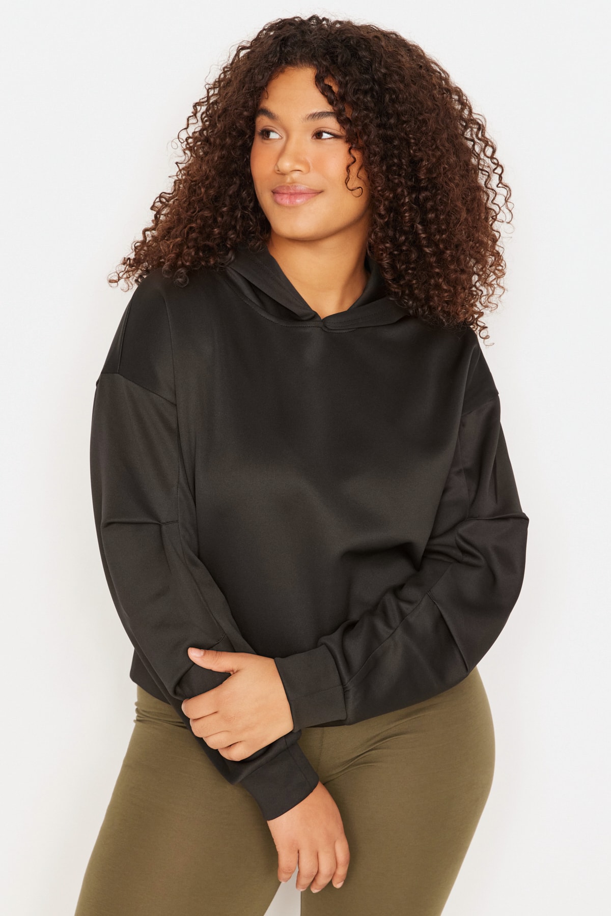 Trendyol Curve Plus Size Sweatshirt - Black - Regular fit