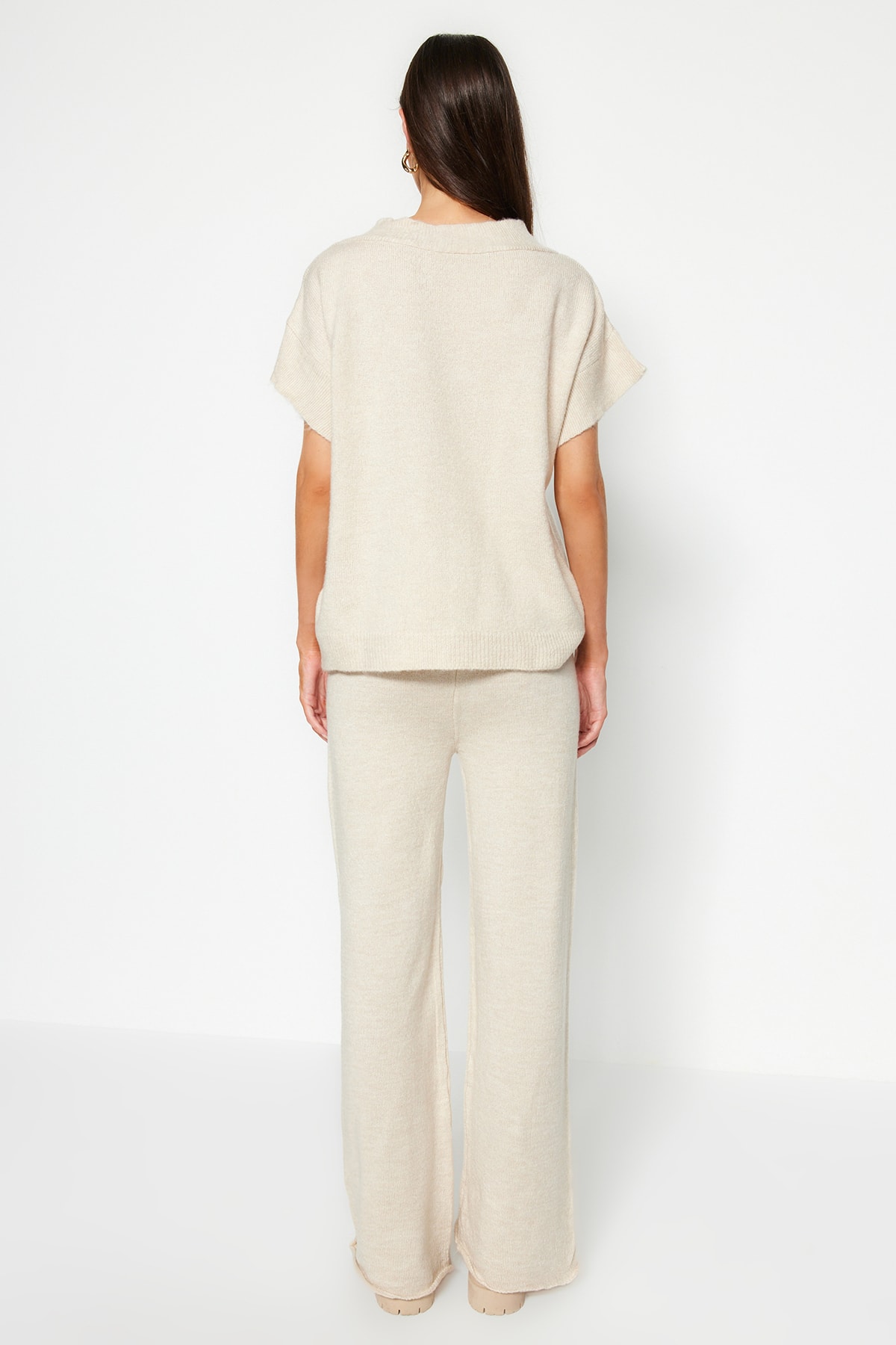 Trendyol Stone Soft Textured Knitwear Bottom-Top Set