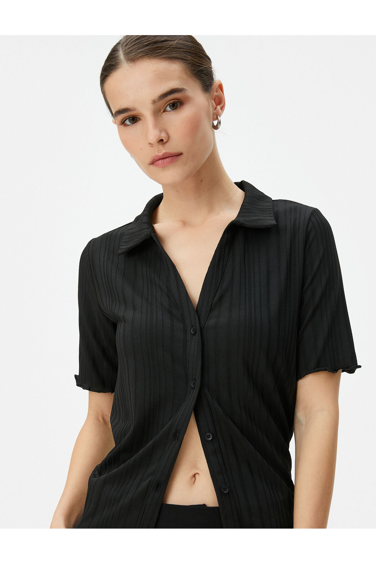 Koton Short Sleeve T-Shirt Shirt Collar Buttoned
